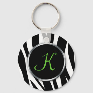 Zebra Print : Green Monogram : Schlüsselanhänger