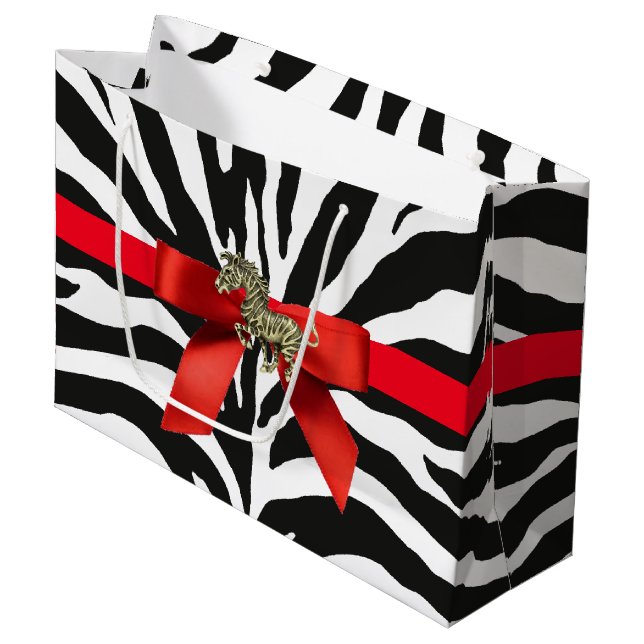 Zebra Print Große Geschenktüte (Vorderseite Schrägansicht)