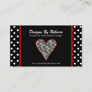 Zebra Print Heart avec Carte de visite Pois