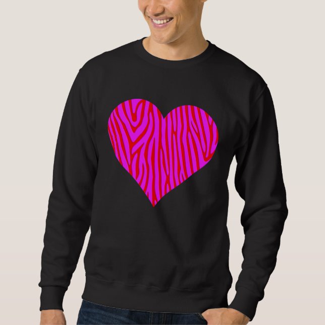 Zebra Print Heart Love Graphic Cute Valentines Day Sweatshirt (Vorderseite)