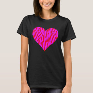 Zebra Print Heart Love Graphic Cute Valentines Day T-Shirt
