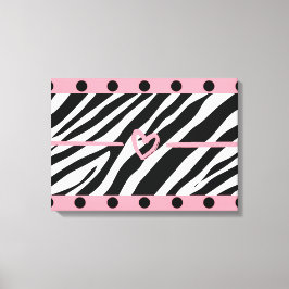 Zebra Print Heart Punkts Mauer Kunst Leinwanddruck