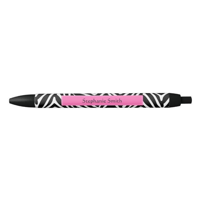Zebra Print in personalisiert Schwarz, Weiß und He Kugelschreiber (Vorderseite)