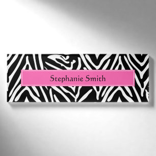 Zebra Print in personalisiert Schwarz, Weiß und He Namenschild