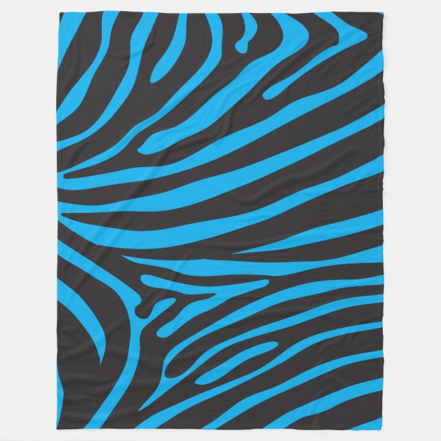 Zebra Print in Schwarz und Türkis Fleecedecke (Vorderseite)