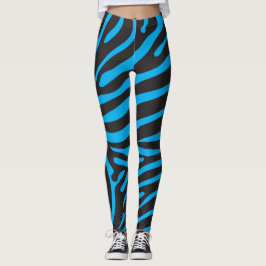 Zebra Print in Schwarz und Türkis Leggings