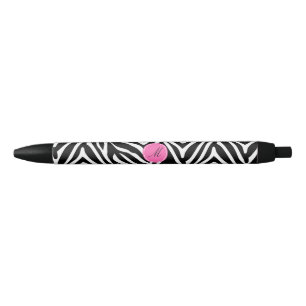 Zebra-Print in Schwarz, Weiß und Heiß-Rosa Kugelschreiber