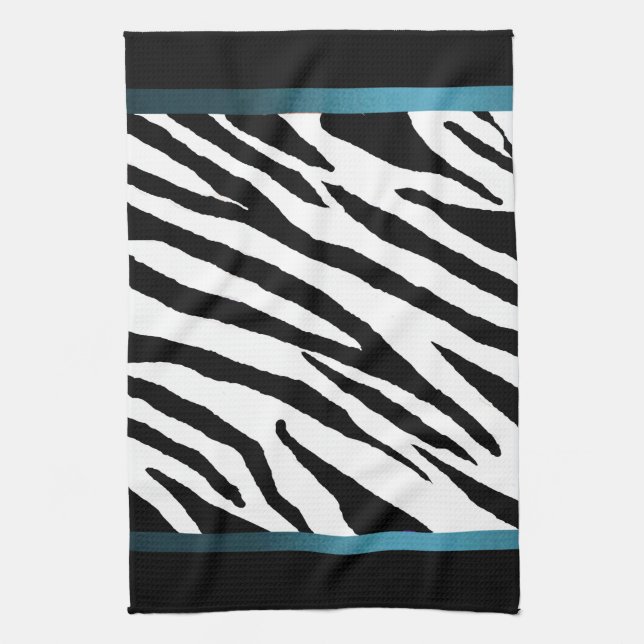Zebra Print Kitchen Handtuch - Blue Strip Design (Vertikal)