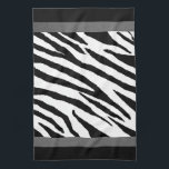 Zebra Print Kitchen Handtuch Silver Strip Design<br><div class="desc">Design von Victoria Billings</div>