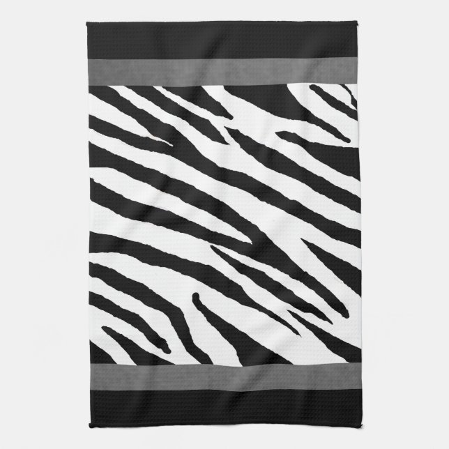 Zebra Print Kitchen Handtuch Silver Strip Design (Vertikal)