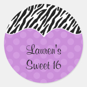 Zebra Print Lila Dot Stickers