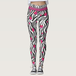 Zebra Print mit heißen rosafarbenen Funkeln Leggings