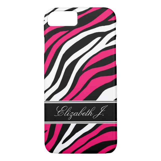 Zebra Print Mix Fuchsia iPhone 7 Fall Case-Mate iPhone Hülle (Rückseite)