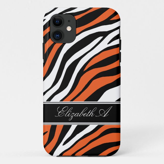 Zebra Print Mix Orange iPhone 5 Coque (Dos)