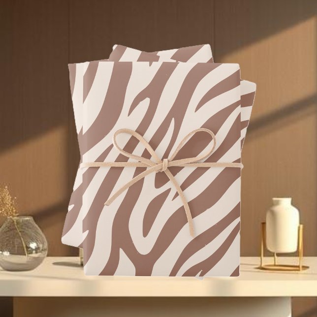 Zebra Print-Mocha Mousse Geschenkpapier Set (Zebra Print-Mocha Mousse Wrapping Paper Sheets)
