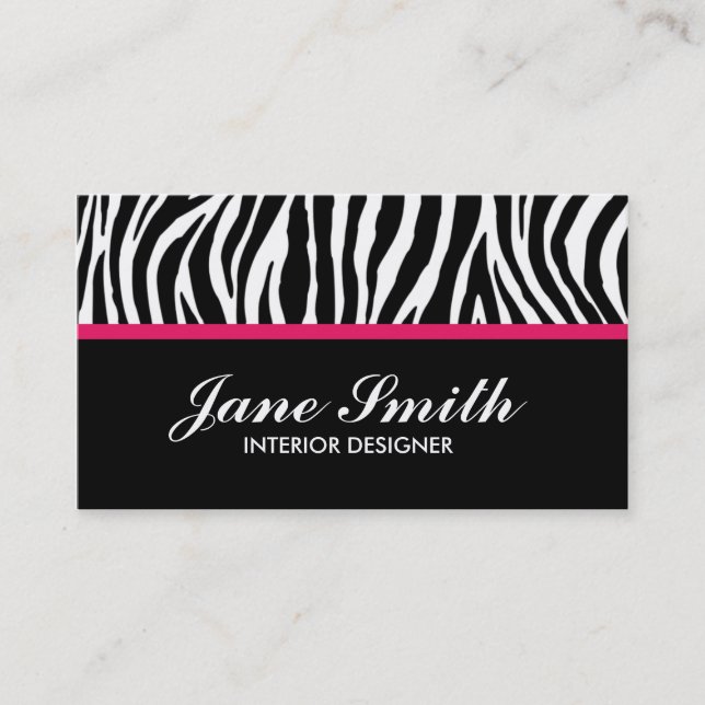 Zebra Print Modern Elegant Stilvoll Visitenkarte (Vorderseite)