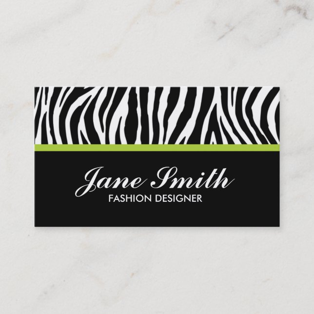 Zebra Print Modern Elegant Stilvoll Visitenkarte (Vorderseite)