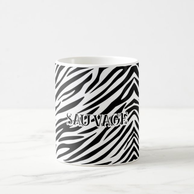 Zebra Print Mug with "Wild" Text Kaffeetasse (Mittel)