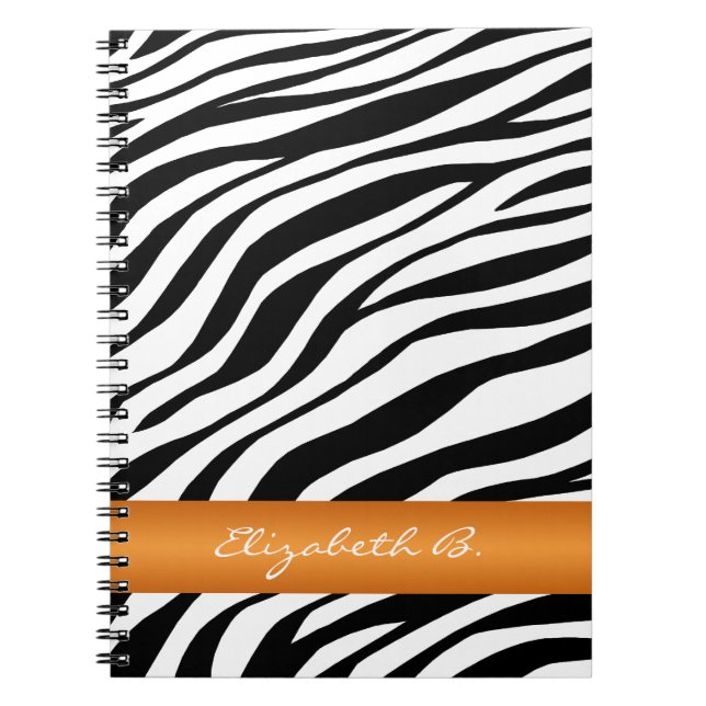Zebra Print Orange Stripe Carnet personnalisé (Devant)