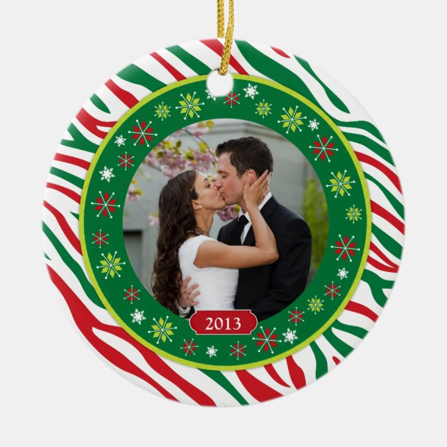 Zebra Print Our First Christmas Together Foto Keramik Ornament (Vorne)