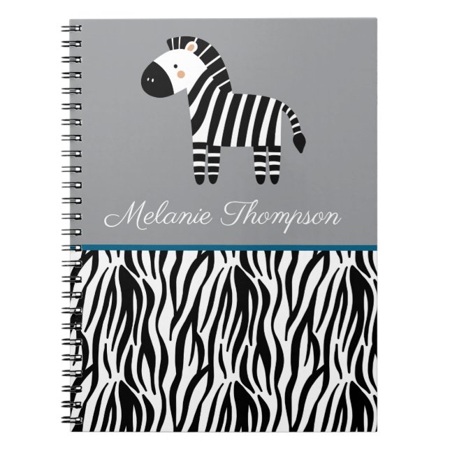 Zebra Print Pattern Individuelle Name Notizblock (Vorderseite)