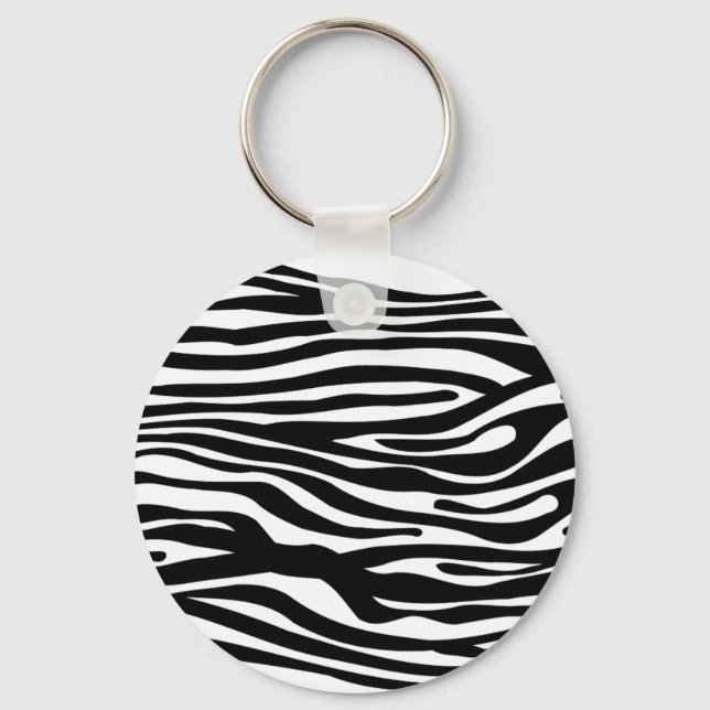 Zebra Print Pattern - Schwarz und Weiß Schlüsselanhänger (Vorderseite)