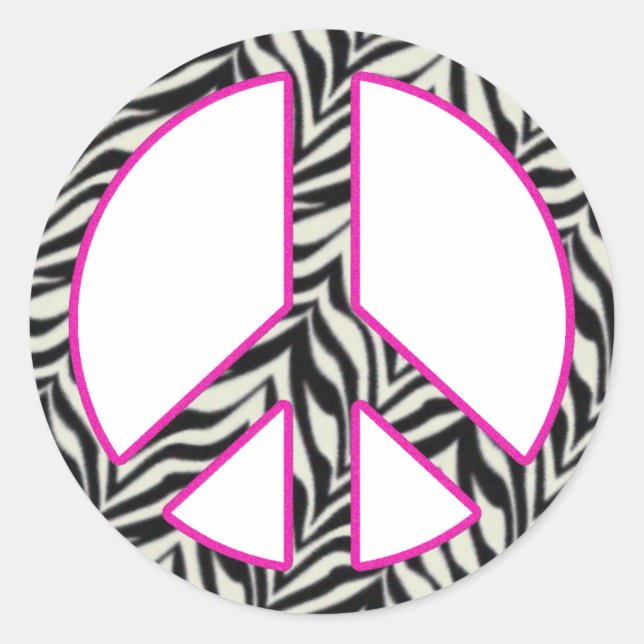 Zebra Print Peace Sign Sticker (Vorderseite)