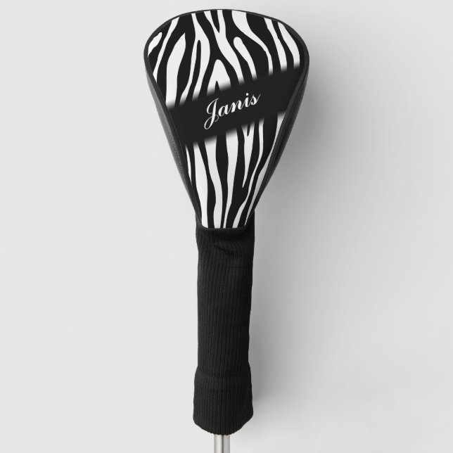 Zebra Print Personalisiert Golf Headcover (Vorderseite)