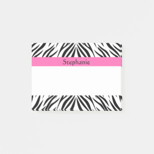Zebra Print, personalisiert, weiß, Hot Pink Post-it Klebezettel