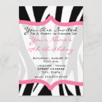 Zebra Print & Pink Geburtstagsparty Einladung