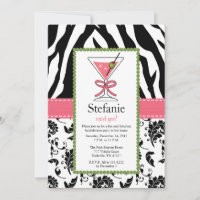 Zebra Print Pink Martini Bachelorette Einladungen