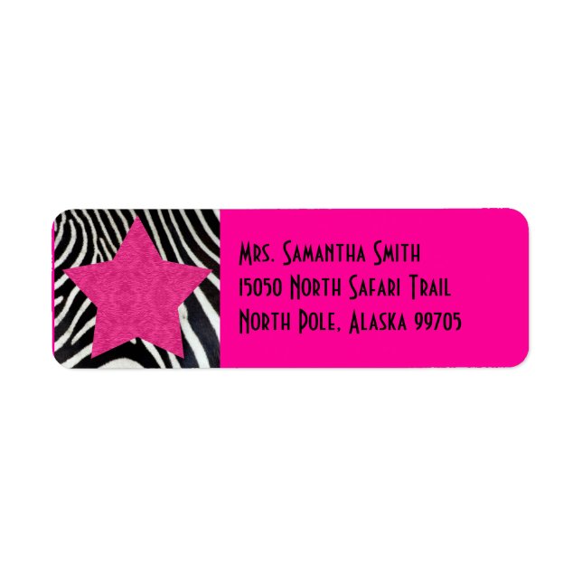 Zebra Print Pink Star - Benutzerdefinierte Adresse (Vorne)