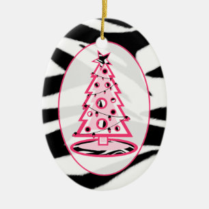 Zebra Print & Pink Weihnachtsbaum Ornament