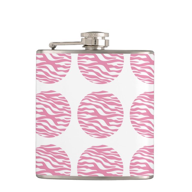 Zebra Print Polka Dots Flask Flachmann (Vorderseite)