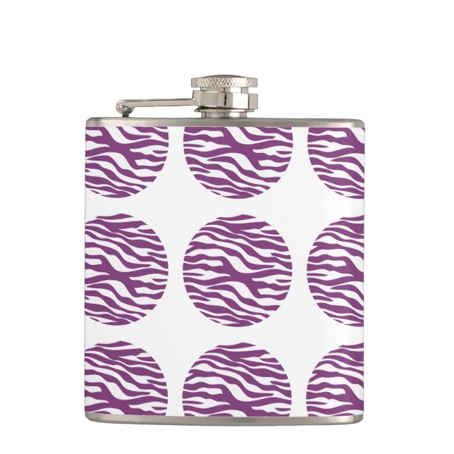 Zebra Print Polka Dots Flask Flachmann (Vorderseite)