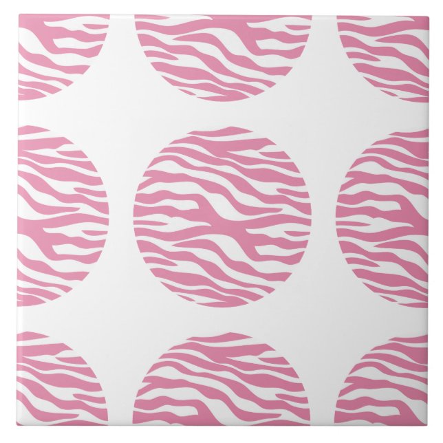 Zebra Print Polka Dots Tile Fliese (Vorderseite)