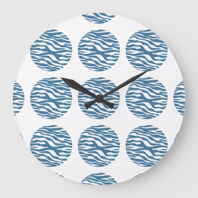 Zebra Print Polka Dots Wall Clock Große Wanduhr (Vorderseite)