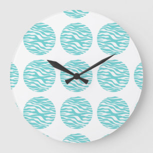 Zebra Print Polka Dots Wall Clock Große Wanduhr