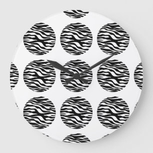 Zebra Print Polka Dots Wall Clock Große Wanduhr