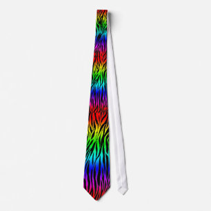 Zebra Print RAINBOIN NEON RAVE KRAWATTE