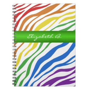 Zebra Print Rainbow Green Carnet personnalisé