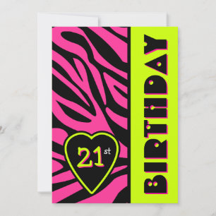 Zebra Print Retro Colors Invitation de fête d'anni
