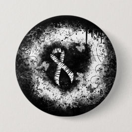 Zebra Print Ribbon Grunge Herz Button