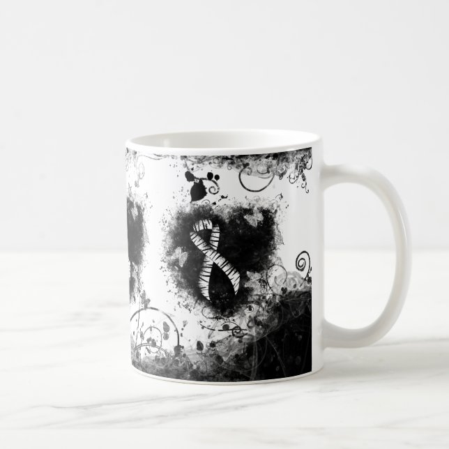 Zebra Print Ribbon Grunge Herz Kaffeetasse (Rechts)