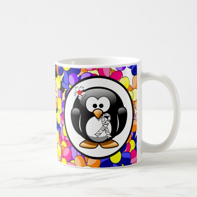 Zebra Print Ribbon Penguin Kaffeetasse (Rechts)