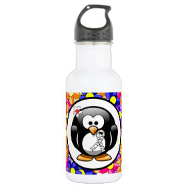 Zebra Print Ribbon Penguin Trinkflasche