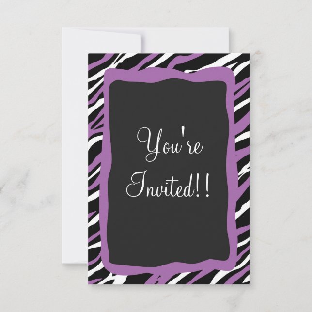 Zebra Print RSVP Card - Lila Einladung (Vorderseite)