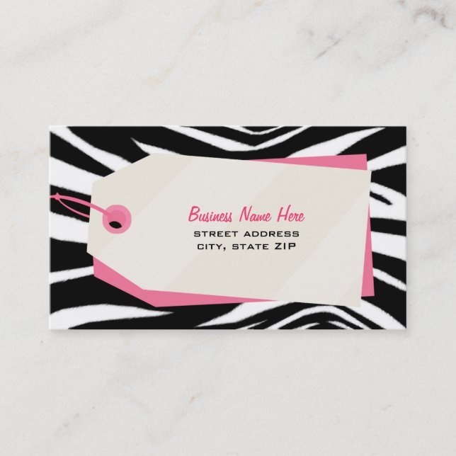 Zebra Print & Shopping Tag Einzelhandelskarte (Vorderseite)