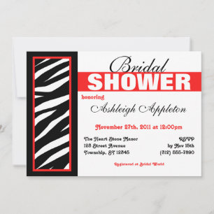 Zebra Print Side Rouge Douche nuptiale Invitations