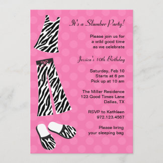 Zebra Print Slumber Party Einladungen